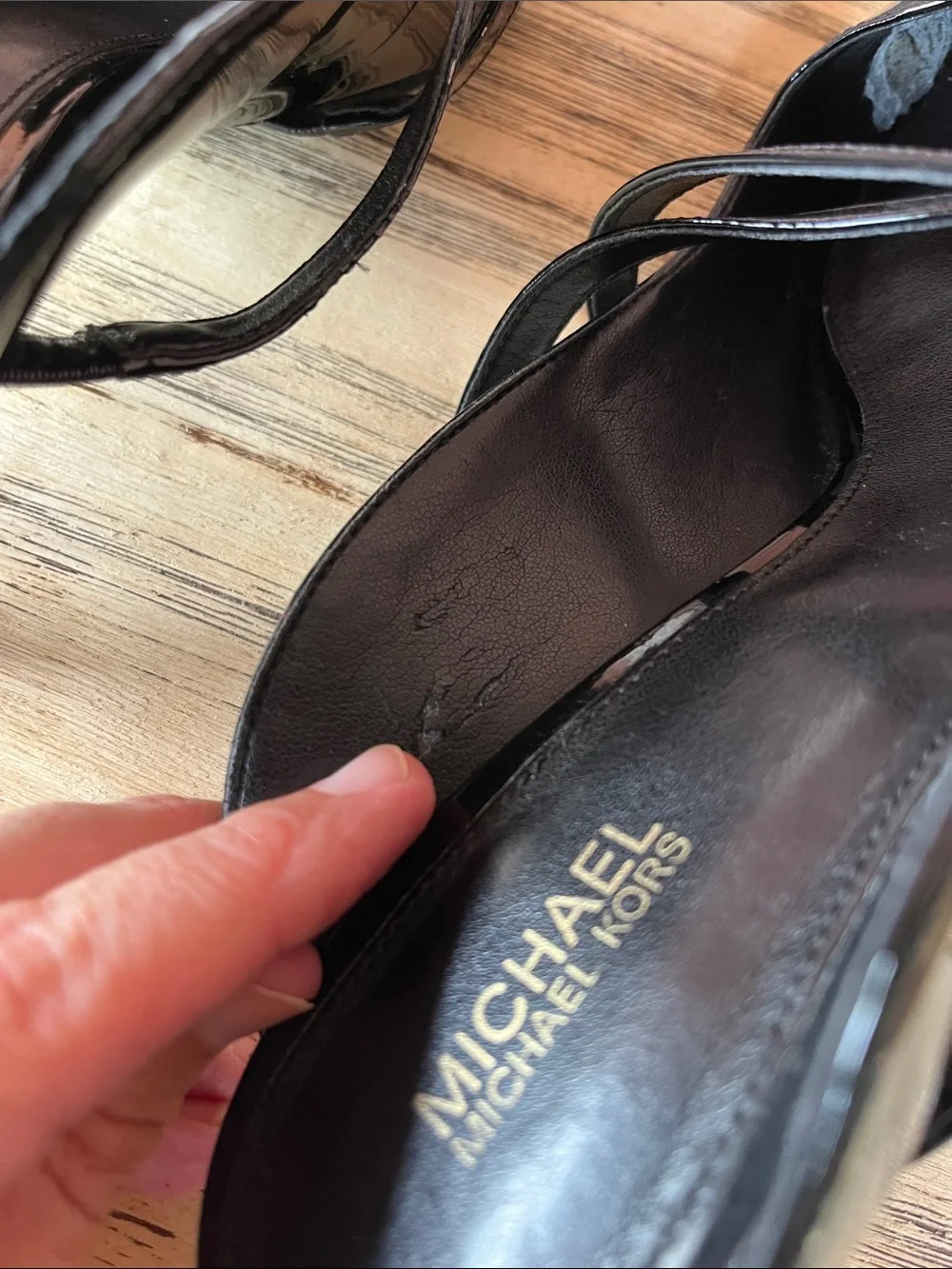 Michael Kors Black Patent Pointed  Kitten Heel Geneva